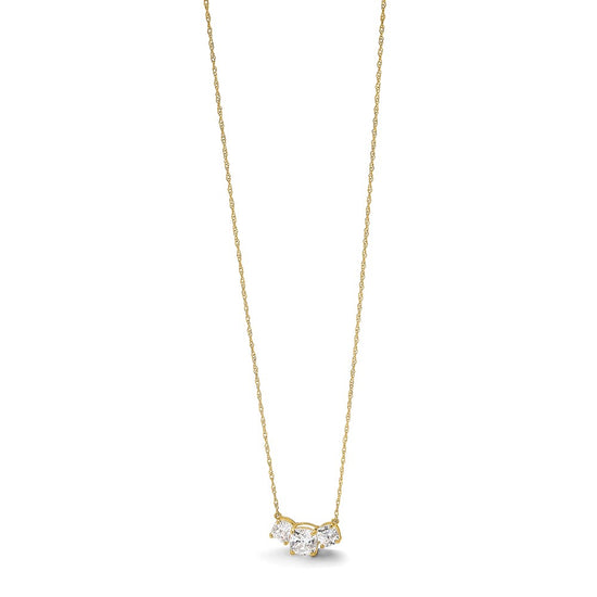10K Polished 3-Stone CZ Necklace