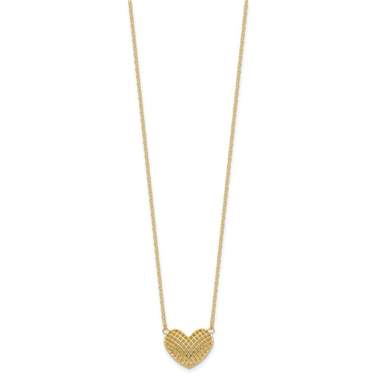 10k Polished Hollow 3D Heart 18in Necklace