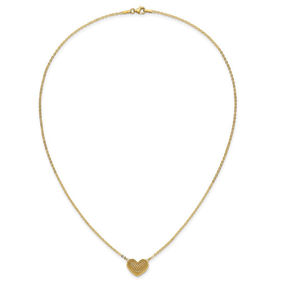 10k Polished Hollow 3D Heart 18in Necklace