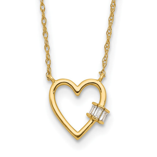10K Polished CZ Heart Necklace