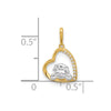 10K and White Rhodium CZ Dog In Heart Charm