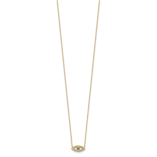 10K Polished CZ Evil Eye Necklace