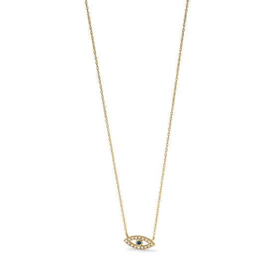 10K Polished CZ Evil Eye Necklace