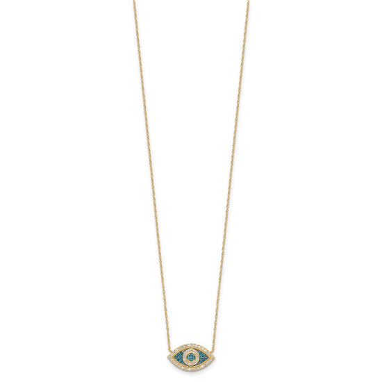 10K Polished CZ Evil Eye w/2 in ext Necklace