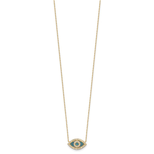 10K Polished CZ Evil Eye w/2 in ext Necklace