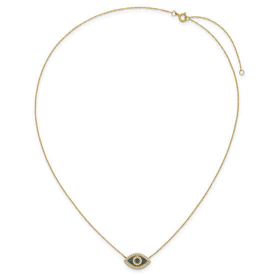 10K Polished CZ Evil Eye w/2 in ext Necklace