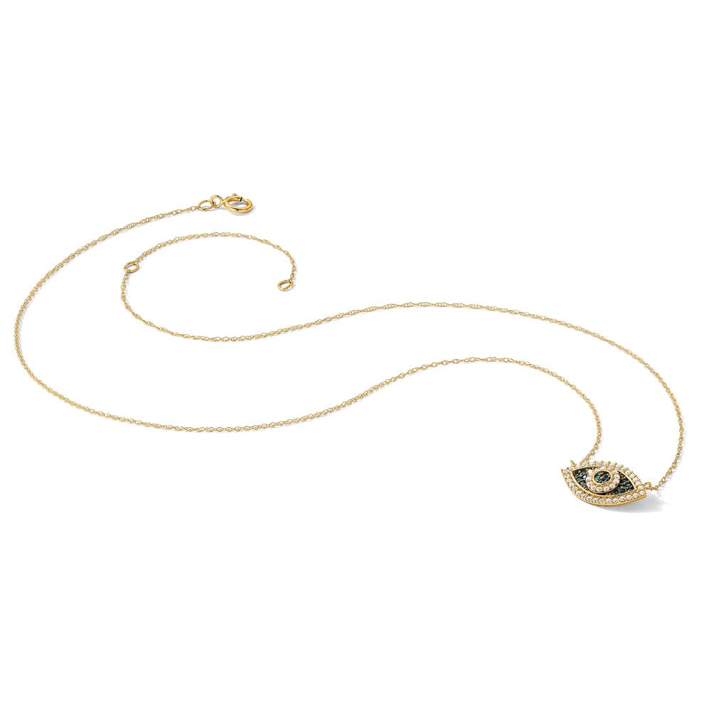 10K Polished CZ Evil Eye w/2 in ext Necklace