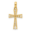 10K Polished CZ Latin Cross Pendant