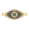 10K Polished Blue and White CZ Evil Eye Ring