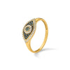 10K Polished Blue and White CZ Evil Eye Ring