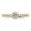 10K Polished CZ Center and Side Stones Ring