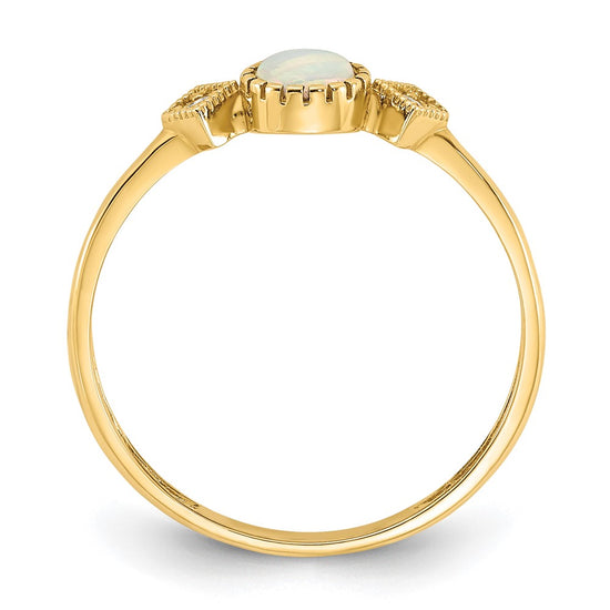 10K Polished CZ and Created Opal Ring