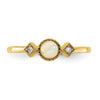 10K Polished CZ and Created Opal Ring