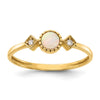 10K Polished CZ and Created Opal Ring