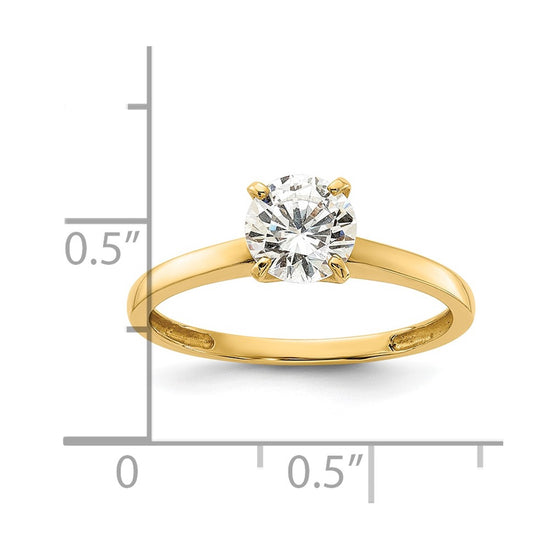 10K Polished Round CZ Solitaire Ring
