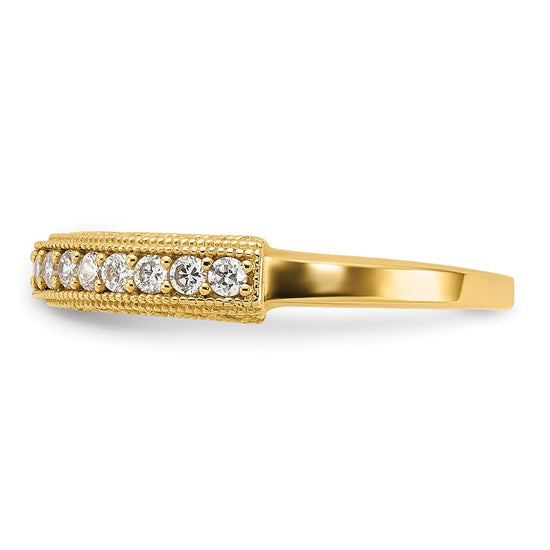 10K Polished CZ Beaded Edge Band