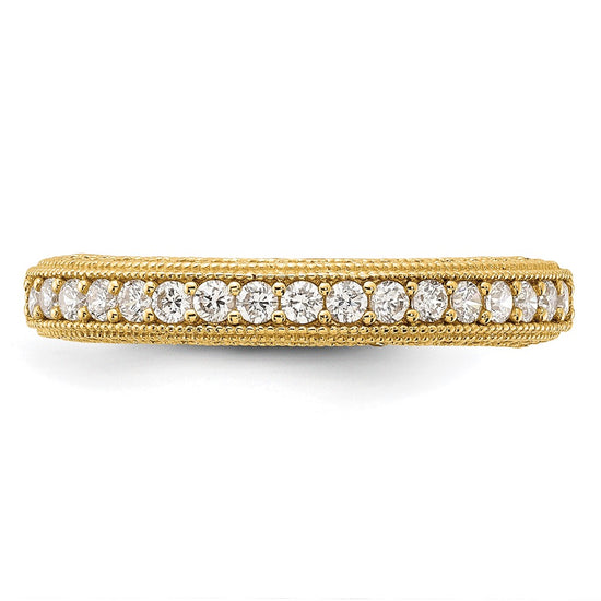 10K Polished CZ Beaded Edge Band