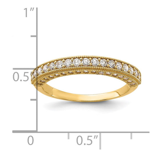 10K Polished CZ Beaded Edge Band