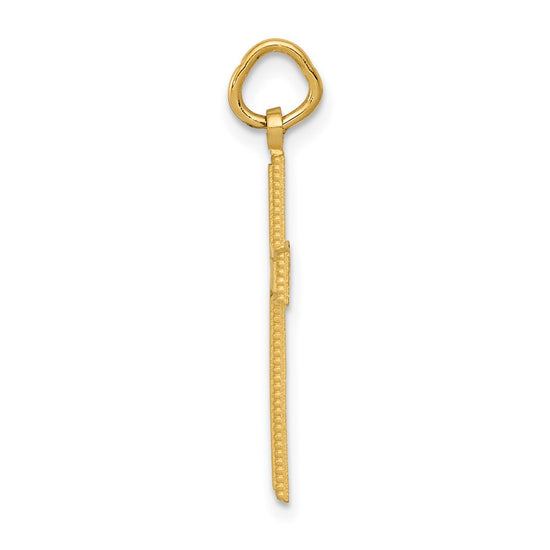 Gold Diamond-Cut Center Latin Cross Pendant