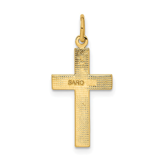 Gold Diamond-Cut Center Latin Cross Pendant