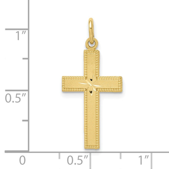 Gold Diamond-Cut Center Latin Cross Pendant