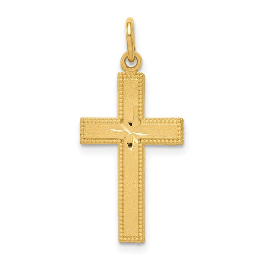 Gold Diamond-Cut Center Latin Cross Pendant