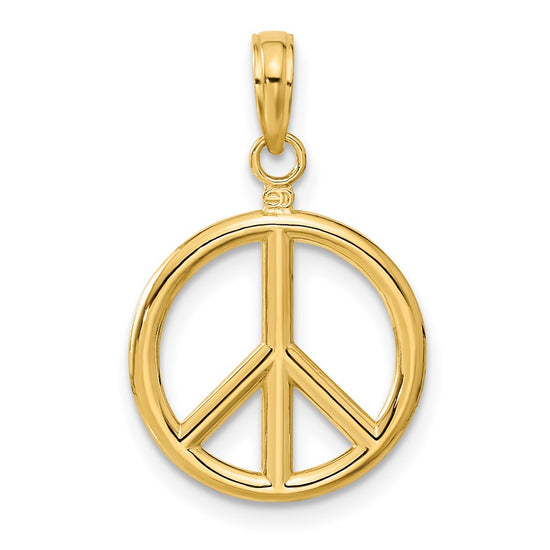 10K 3-D Peace Sign Pendant