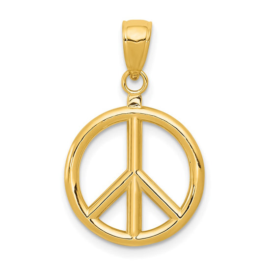 10K 3-D Peace Sign Pendant