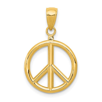 10K 3-D Peace Sign Pendant