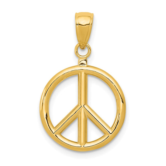 10K 3-D Peace Sign Pendant