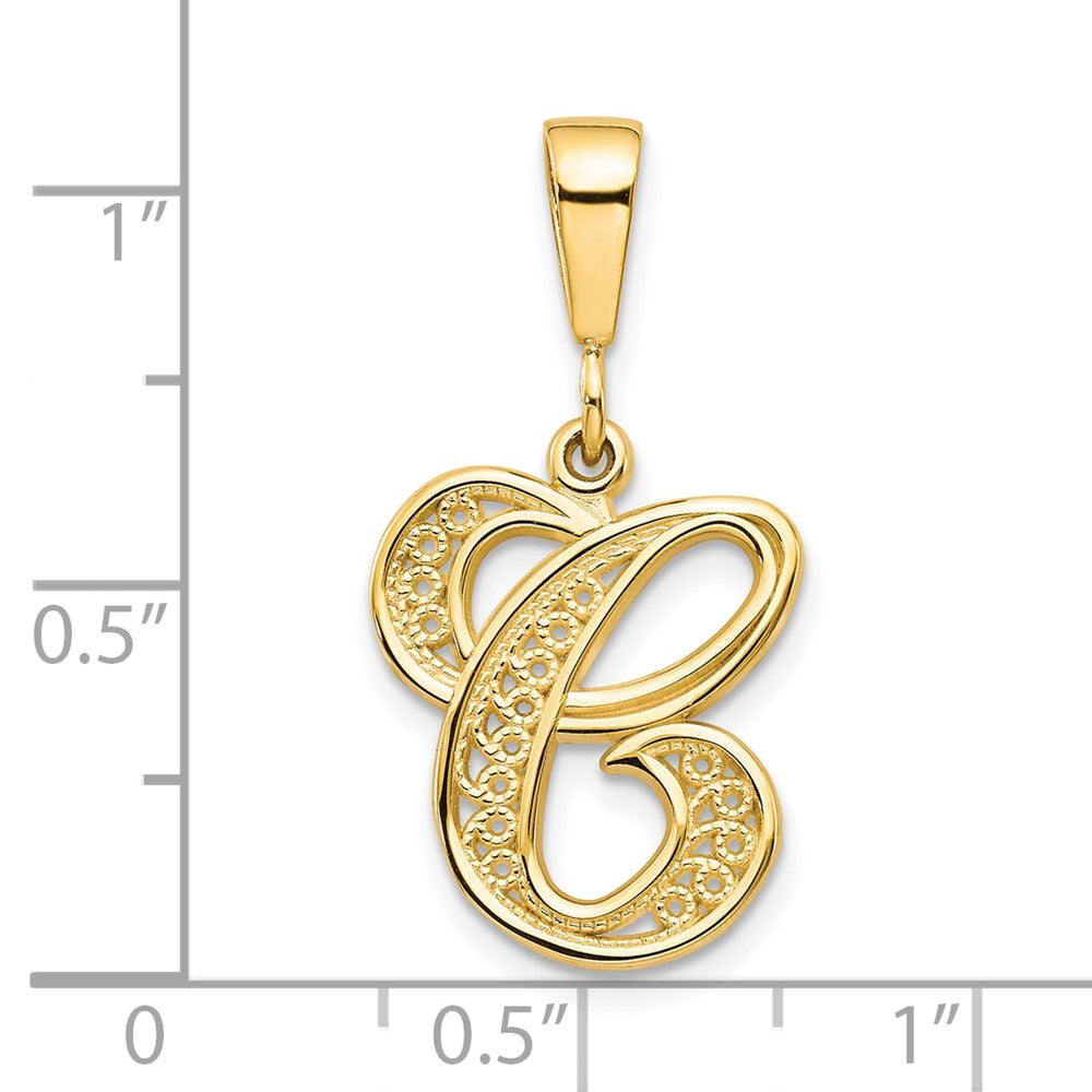 10k Large Filigree Initial C Pendant