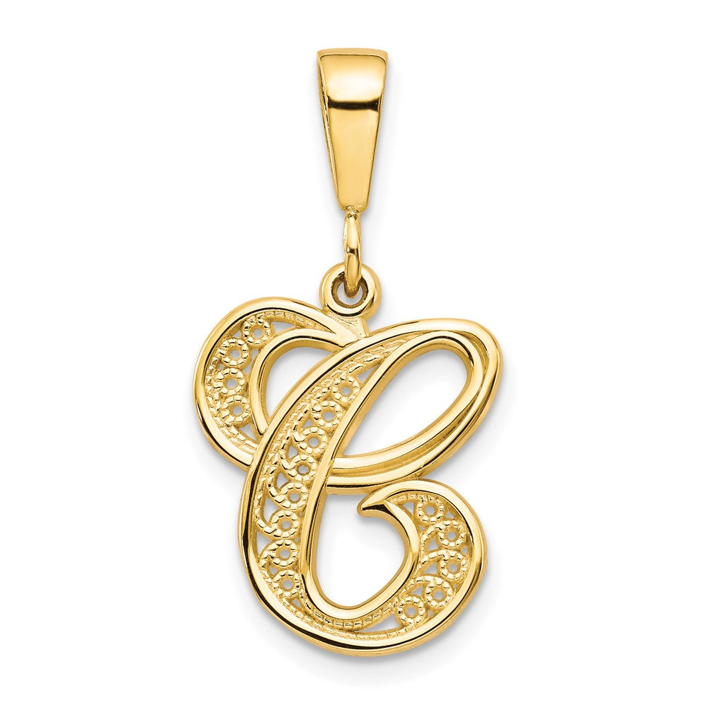 Polished Script Filigree Initial Pendants