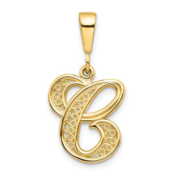 10k Large Filigree Initial C Pendant