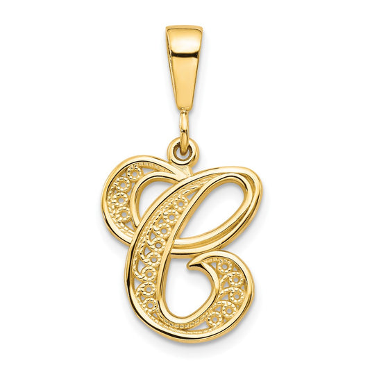 10k Large Filigree Initial C Pendant