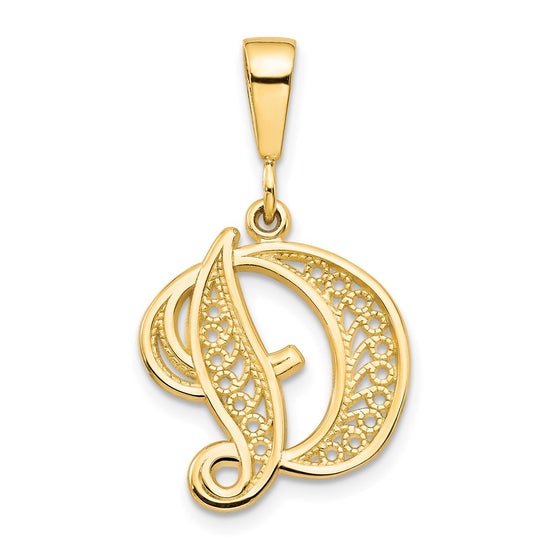 Polished Script Filigree Initial Pendants