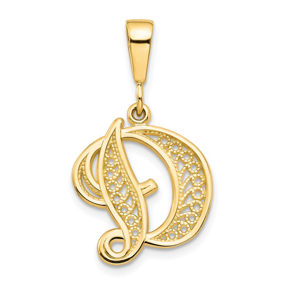 Polished Script Filigree Initial Pendants