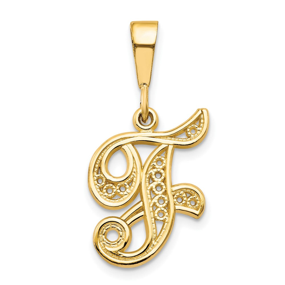 Polished Script Filigree Initial Pendants