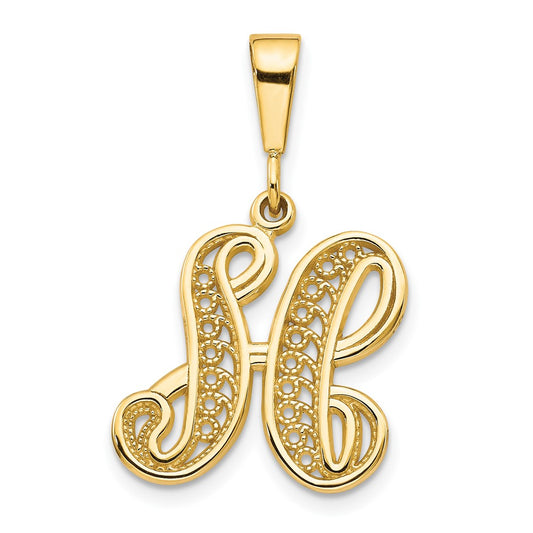 Polished Script Filigree Initial Pendants