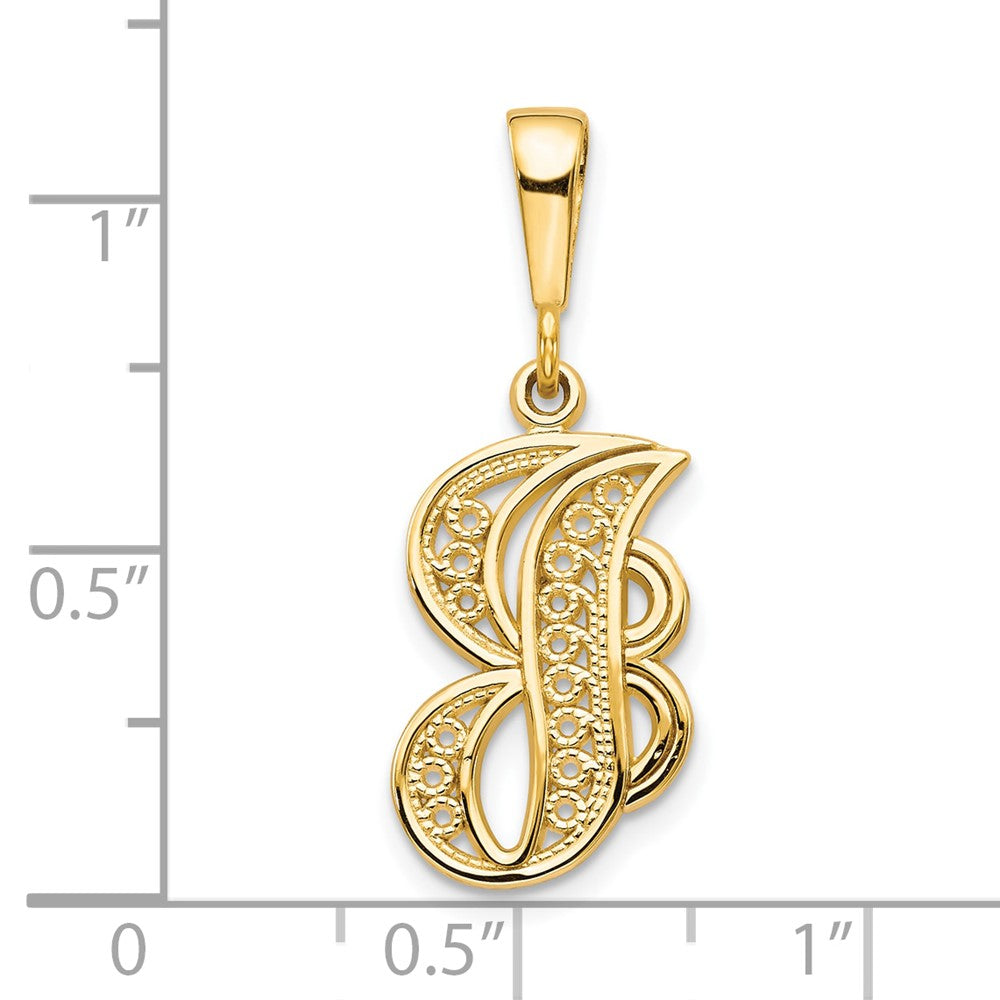 10k Large Filigree Initial J Pendant