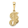 10k Large Filigree Initial J Pendant