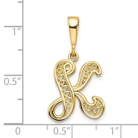10k Large Filigree Initial K Pendant