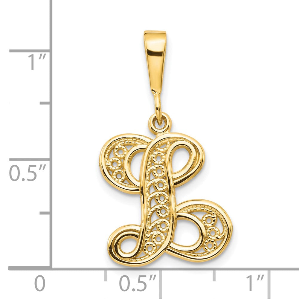10k Large Filigree Initial L Pendant