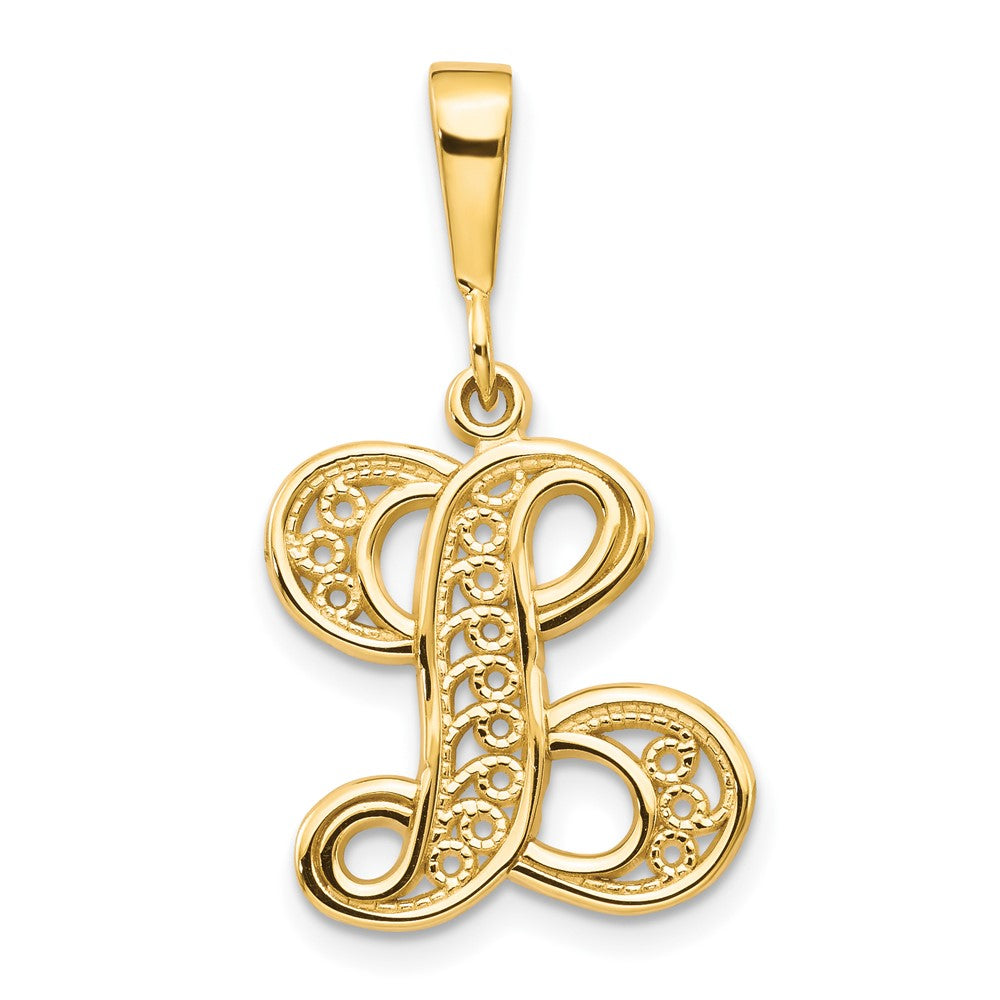 Polished Script Filigree Initial Pendants