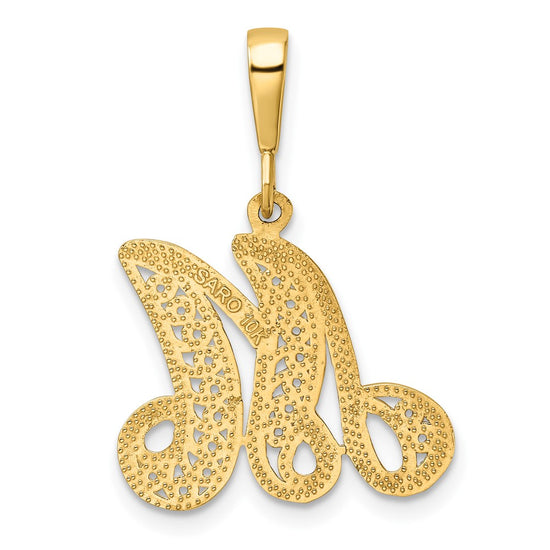 10k Large Filigree Initial M Pendant