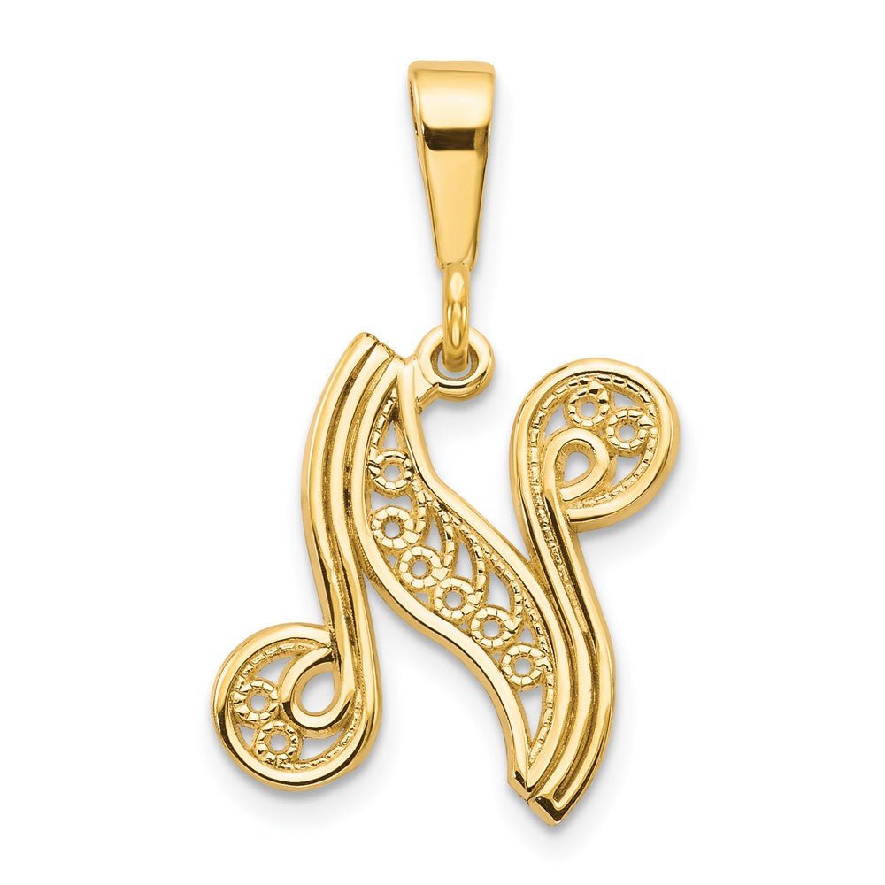 Polished Script Filigree Initial Pendants