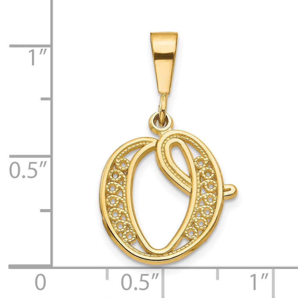 10k Large Filigree Initial O Pendant