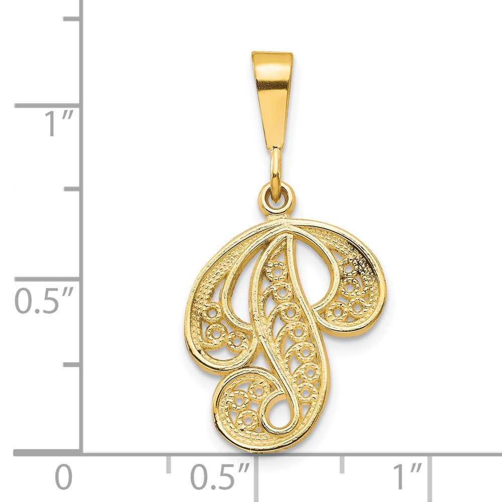 10k Large Filigree Initial P Pendant