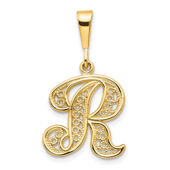 Polished Script Filigree Initial Pendants
