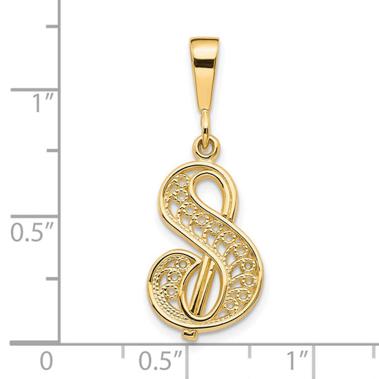 10k Large Filigree Initial S Pendant