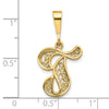 10k Large Filigree Initial T Pendant